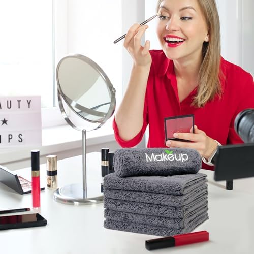 Orighty Microfiber Makeup Remover Cloths, 13 x 13 Inch, 6 Pack Grey