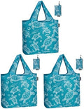 HOLYLUCK Reusable Grocery Bags,Heavy Duty Foldable Shopping Tote Bag (Standard, 3 Turtle)