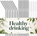 16-Pack Stainless Steel Straw,Reusable Straws – 8 Straight & 8 Bent (8.5 Inch) Metal Drinking Straws with 4 Cleaning Brushes,Replacement Straws,Dishwasher Safe,Ideal for Home,Travel