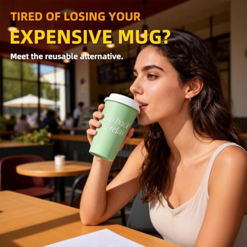 Plastic Reusable Coffee Cups with Lids, 15 Pack