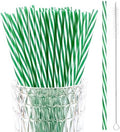 JANYUN 30 Pcs Green and White Straws Plastic, Reusable St Patricks Straws