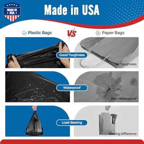 Fuxury 96000 (96K) Count Plain Black Plastic Grocery Shopping T-shirt Bags