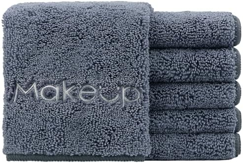 HOMEXCEL Makeup Remover Cloth 6 Pack, Grey Facial Wash Cloth 13x13 Inch