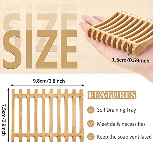 Suclain 3 Pcs Bamboo Soap Dish for Shower Self Draining Slotted Bar Soap Holder Wooden Tray for Shower, Sink, Bathroom, Bath Tub, Restaurant Counter, Kitchen Sponges, Easy Dry