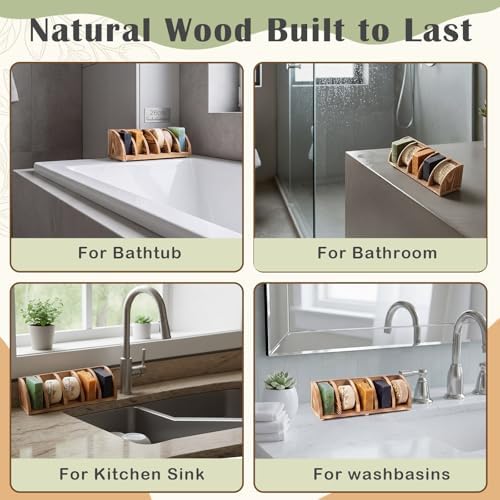 Shampoo Bar Holder Multi Bar Soap Dish, Wooden, 10.24 x 3.35 x 3.15 Inch