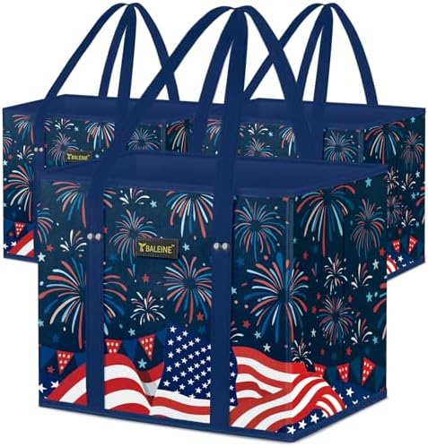 BALEINE 3PK Reusable Grocery Bags, Heavy Duty Shopping Tote Bag