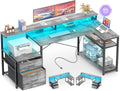 Aheaplus L Shaped Desk with File Drawer, Reversible L Shaped Gaming Desk