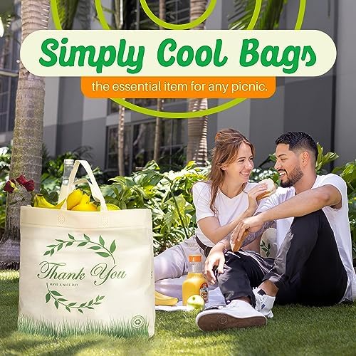 Simply Cool 50 Pack Reusable Thank You Grocery Bags Large Tote Bags Bulk