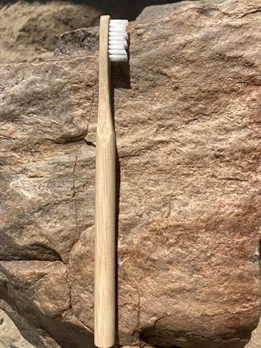 Adult Natural Bristle Toothbrush [4-Pack], Castor Bristles, 100% Biodegradable, Plant Based Bristles and Bamboo Handle