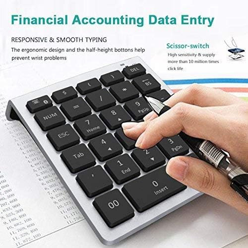 Lekvey Bluetooth Number Pad, 10 Keys Numeric Keypad Portable Wireless Bluetooth