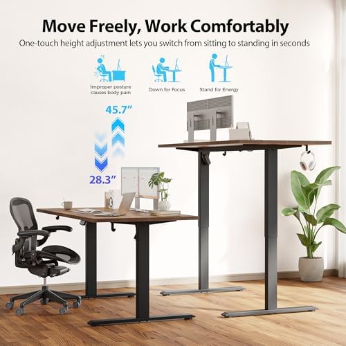 Agilestic 48*28 Inch Height Adjustable Electric Standing Desk, Rustic Brown