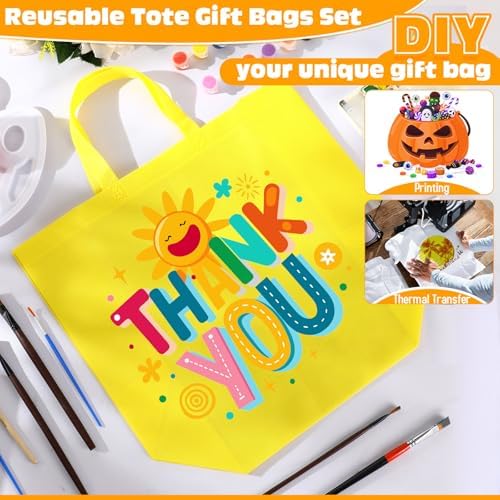 Windyun Reusable Grocery Bags Large Non Woven Shopping Bags with Handles Foldable Portable Tote, 16x6x12 Inch