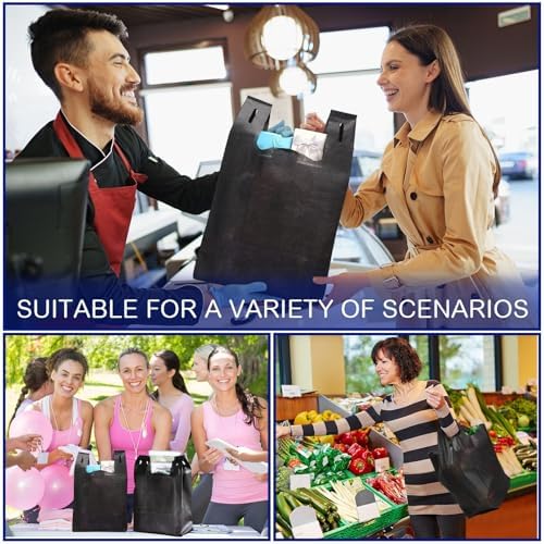 Windyun Large Grocery T-shirt Bags Bulk Reusable Non Woven Shopping Bag Foldable Gift Tote with Handle, 20.5x11x5.5 Inch