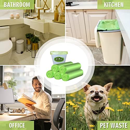 2-2.6 Gallon Trash Bags, Inwaysin Bathroom Garbage Bags, Biodegradable Small Trash Bags, Size Expanded, Clear Green, 10L, 100Bags
