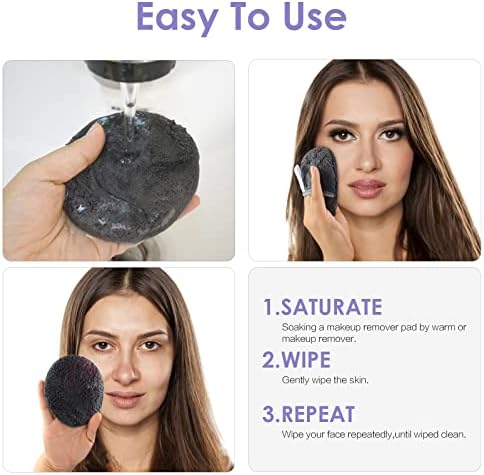 SUNLAND Reusable Makeup Remover Pads for Face,Eyes,Lips Microfiber Face Cleansing Gloves Washable Makeup Remover Cloth with Laundry Bag Rounds Pads