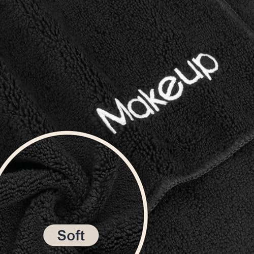 GLIMGLINT Makeup Remover Wash Cloths 5 Pack – Soft Black Makeup Towels