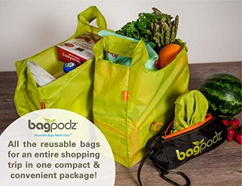 Reusable Grocery Bags, Foldable Shopping Bags in Pod, 10 Pack