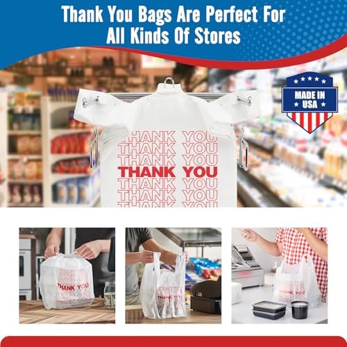 Fuxury 3000 Count - 3K Plastic Thank You T-shirt Bags White (11.5" x 6.5" x 21"), Grocery, Take Out, To Go, Retail Shopping Bags for Business in Bulk