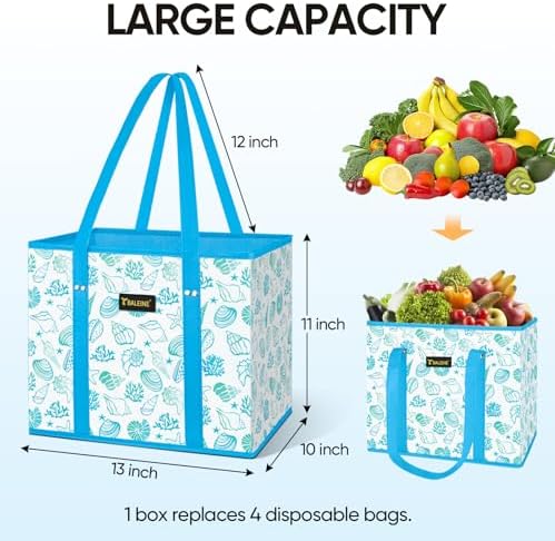 BALEINE 3PK Reusable Grocery Bags, Heavy Duty Shopping Tote Bag