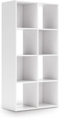 Signature Design by Ashley Onita Contemporary 8 Cube Organizer for Storage, Fits 10.5" by 10.5" by 11" H Storage Bins, Wood, 47.05" Tall, White Finish