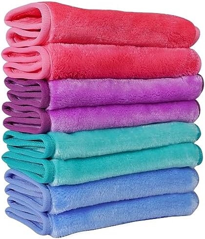 Nugilla Makeup Remover Cloths, 8 Packs Makeup Remover Towels Reusable Face Wash Cloth, Soft Microfiber Face Cloth for Women