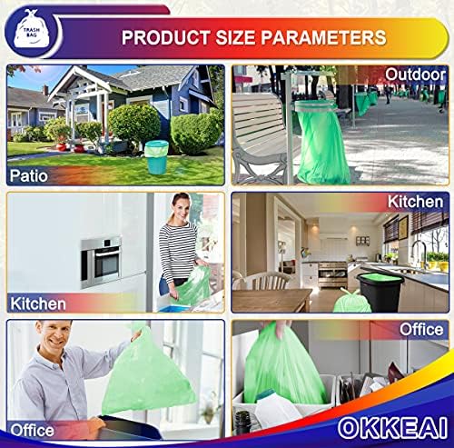 OKKEAI Blue Trash Bags 8 Gallon, Medium Garbage Bags for Kitchen, 60 Count