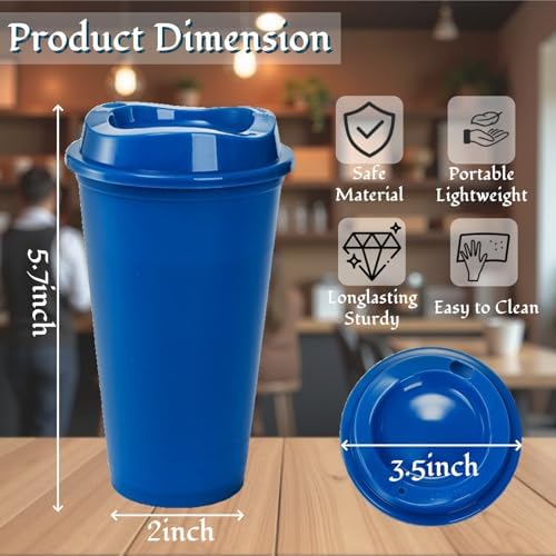 ZAVOOS 14 Pack Reusable Coffee Cups with Lids, 16 Oz