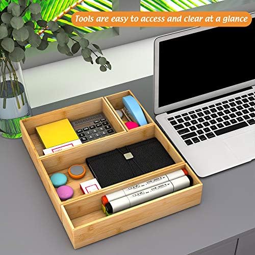 Bamboo Kitchen Drawer Organizer 9"x 6", Storage Box for Utensil Organizer