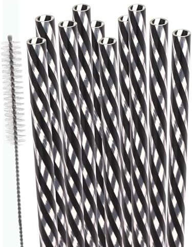 Dakoufish Replacement Straws for StanleylOwalalHydro Jug 40oz 30oz Tumbler,10 Pack 12 Inch Back Reusable Straws With Cleaning Brush For Stanley Simple Modern Cup,Dishwasher Safe.