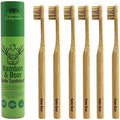 Gaia Guy Natural Bristle Bamboo Toothbrush (NO Nylon - Boar Hair ONLY) - Totally Compostable & Biodegradable Boar Bristle and Bamboo Toothbrushes - Zero Waste - 6-Pack