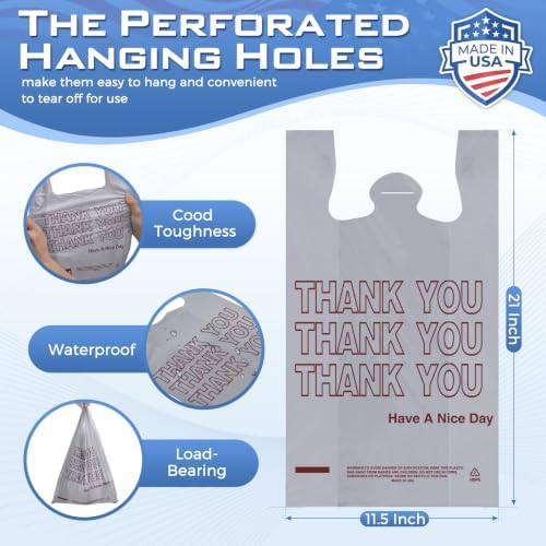 Fuxury Grey Plastic Thank You Shopping Bags Recyclable (1000 Count)