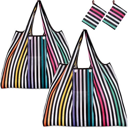KINGMAS Reusable Grocery Bags, Eco-Friendly Folding Tote Shopping Bag fits in Pocket, Washable Waterproof Nylon Pouch Bags