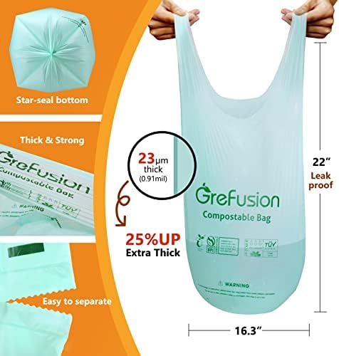Compostable trash Bags, 2.6 Gallon,Thick 0.91 mils,Compost bin Kitchen,Food Scrap Waste Bags,Small trash bags for compost bin kitchen,Certified by BPI and OK Compost, (80 Count)