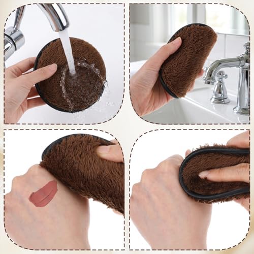 6Pcs Reusable Cotton Pads, Shimmeroo Reusable Cotton Rounds Makeup Remover Pads Double-Sided Facial Cleansing Puffs Round Make up Remover Pad for All Skin Types