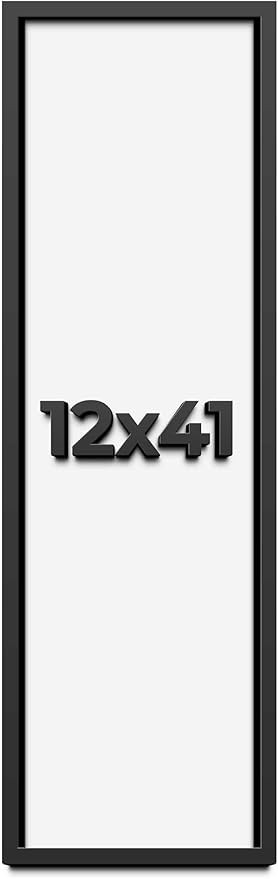 12x41 Shadow Box Frame Black | 1 Inch Deep Solid Wood Shadowbox Display Frame |