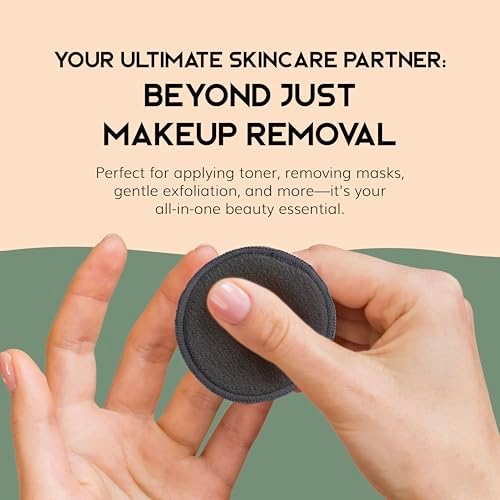 GREENZLA Reusable Makeup Remover Pads | 20 Pack | Bamboo Charcoal