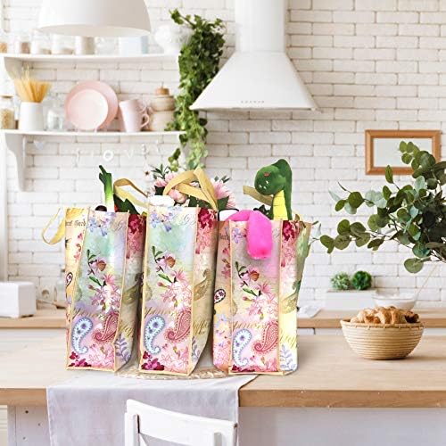 NymphFable Dragonfly Shopping Bags, 6 Pack Reusable Grocery Tote Bag 50LBS