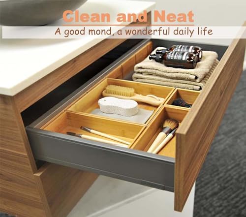 Bamboo Office Supplies Organizer Box Stationery Accessory Organizer Dresser Makeup Tool Drawer Storage Box, Bamboo 8"*4"