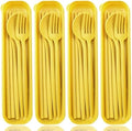 ELANE 4 Sets Reusable Travel Utensils Set with Case,Camping Cutlery Set Reusable Cutlery Set with Case,Utensil Sets for Lunch Picnic Daily Use Outdoor (yellow)