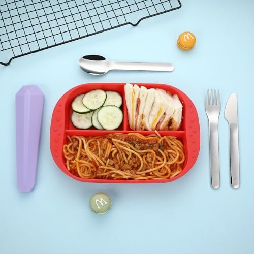 DEVICO Utensils for Lunch Box, 4Pcs Travel Silverware Set with Case, Purple