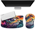 2-in-1 Set, Ergonomic Keyboard Stand with Wrist Rest and Mouse Pad with Wrist Support, Memory Foam for Carpal Tunnel Pain Relief, Improves Wrist Typing Posture, Starry Sky