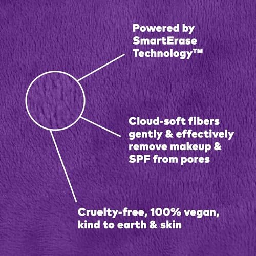 The Original MakeUp Eraser 7-Day Set, Erase All Makeup With Just Water, Including Waterproof Mascara, Eyeliner, Foundation, Lipstick, Sunscreen, and More! Queen Purple, 7ct.