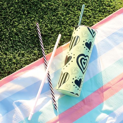 24-Pack, Reusable Straws - Candy Cane, Plastic Straws Reusable, BPA Free, Dishwasher Safe, Multicolor, Replacement for Tumblers, Fits 20oz 30oz 40oz