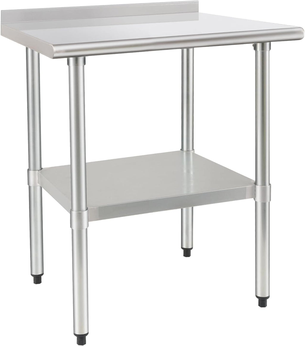 HARDURA Stainless Steel Table Prep & Work Table 24 x 36 Inches NSF Heavy Duty Commercial with Undershelf and Backsplash for Restaurant Kitchen Home and Hotel