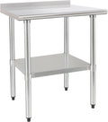 HARDURA Stainless Steel Table Prep & Work Table 24 x 36 Inches NSF Heavy Duty Commercial with Undershelf and Backsplash for Restaurant Kitchen Home and Hotel