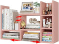 NUTIKAS Desk Shelves Desktop Organizer Shlef - Pink Office Organization for Top of Desk Organizers and Accessories Corner Bookshelf Table Top Shelving Small Hutch Decorations for Office