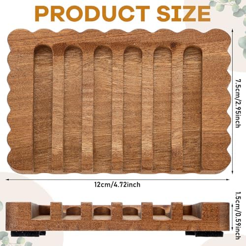 Jinei 1 Pcs Scalloped Wood Soap Dish 4.72 x 2.95 x 0.59 Inch Sapele Bar Soap Holder with Self Draining Non-Slip Point Design Sponge Saver for Shower Bathroom Kitchen
