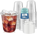 Homestockplus 100 Pack 12 oz BPA-Free Clear Plastic Cups with Sip Lids - Leak-Proof Round Bottom Disposable Iced Coffee Cups for Kids, To-Go Drinks, Smoothies, Juice & Small Portion Cold Beverages