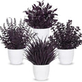 Der Rose 4 Pack Purple Artificial Plants in Pots, Halloween Fall Decor