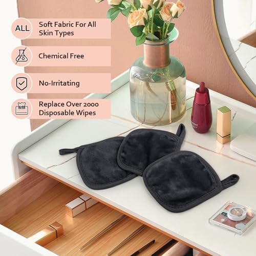 HOMEXCEL Makeup Remover Cloth 12 Pack Reusable Makeup Remover Pads Washable